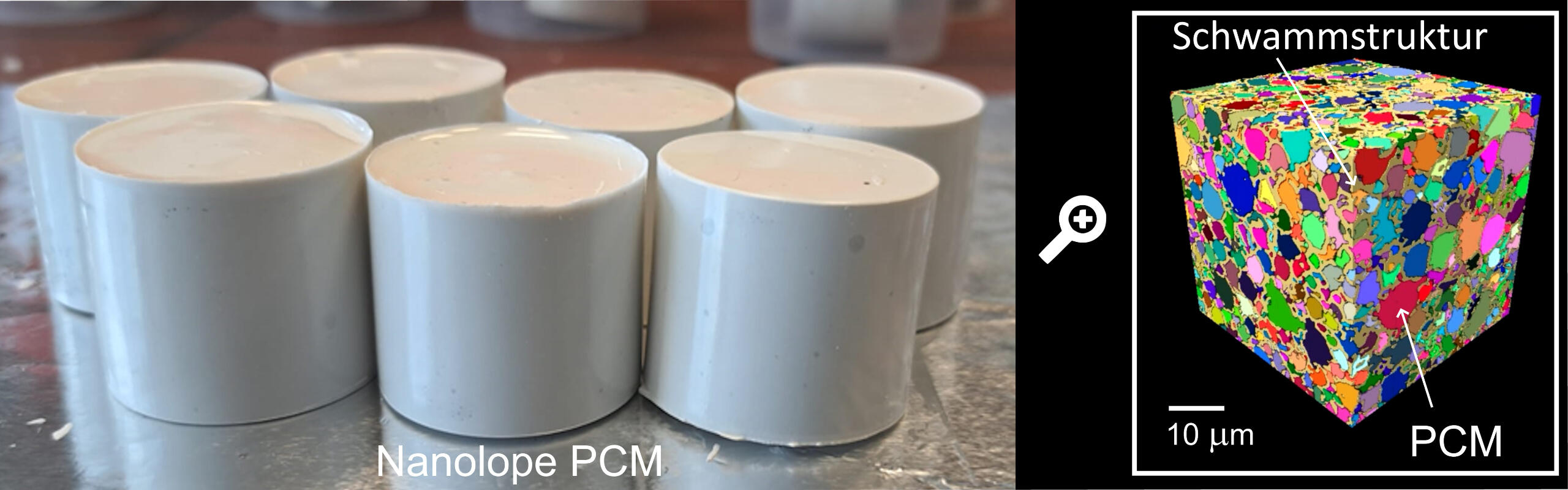 Nanolope PCM mit nanoporöser Schwammstruktur